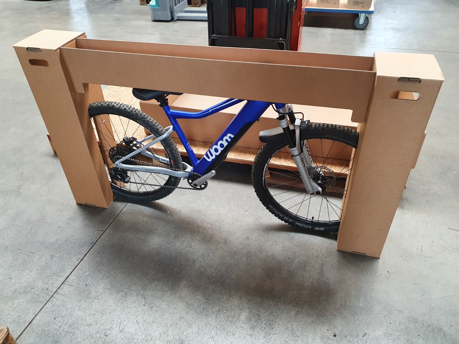 Fahrradkarton Inlay zur Fixierung