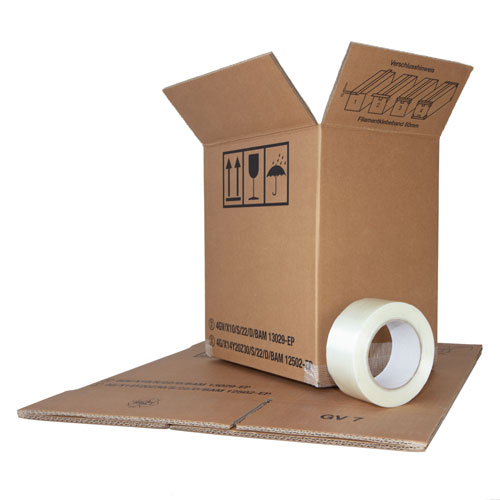 Gefahrengutkarton flach mit Klebeband